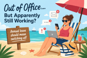 Working during annual leave – employee checking work emails while on holiday
